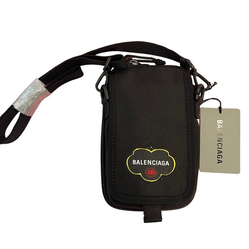 Balenciaga Explorer Crossbody Messenger Bag Nylon Black NWT AUTHENTIC fruit logo - Picture 2 of 7